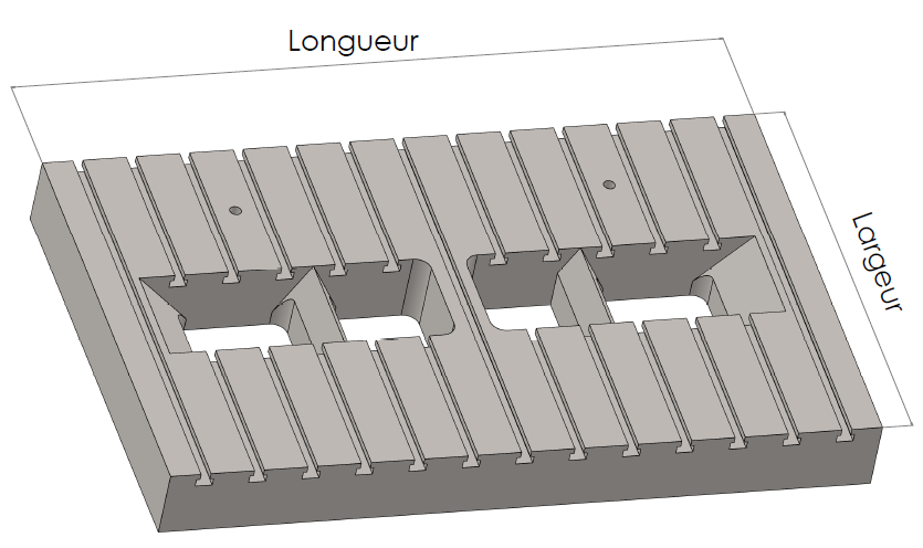 image montrant la largeur et longueur d'une plaque